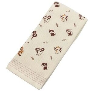 Kontex Imabari Towel, JAPAN Tenugui, Beige, Cute Cat Design, 1 piece